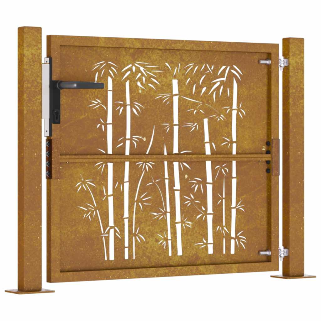 Zahradní branka 105 x 80 cm cortenová ocel Bambus