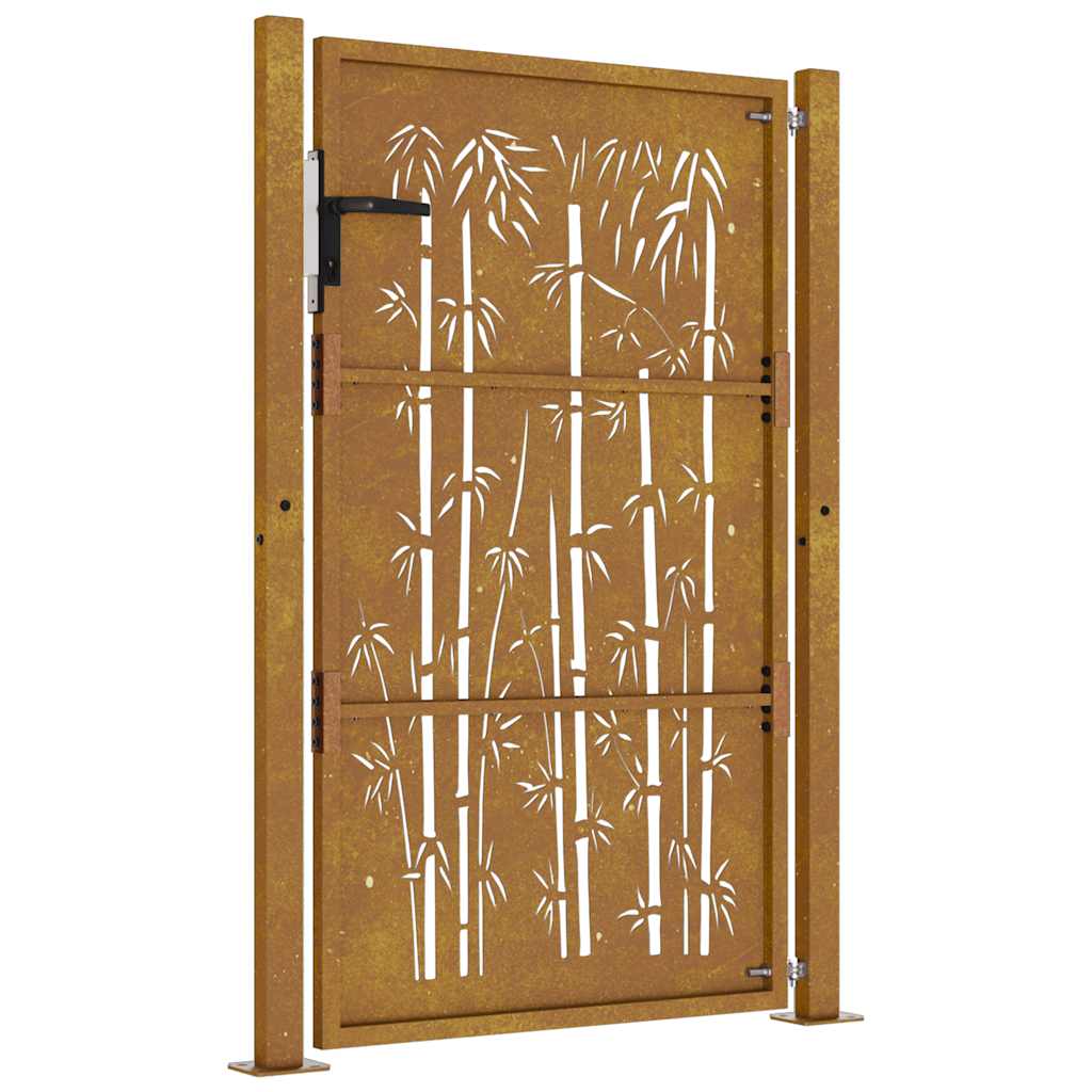 Zahradní branka 105 x 155 cm cortenová ocel Bambus