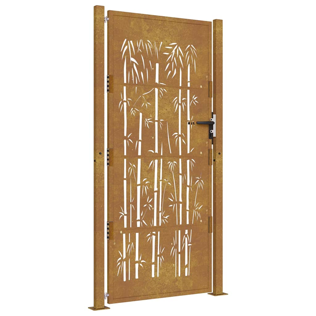 Zahradní branka 105 x 205 cm cortenová ocel Bambus