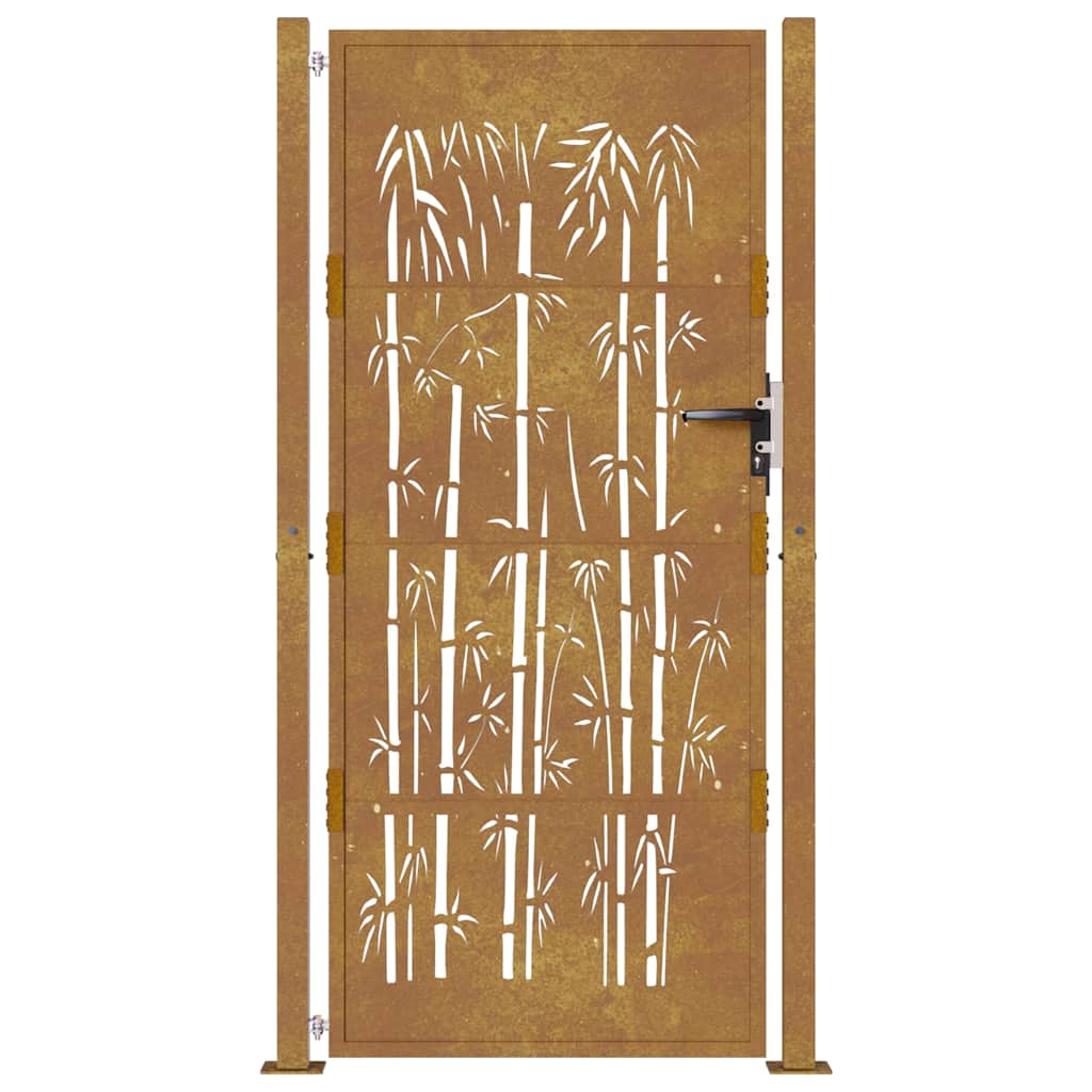 Zahradní branka 105 x 205 cm cortenová ocel Bambus