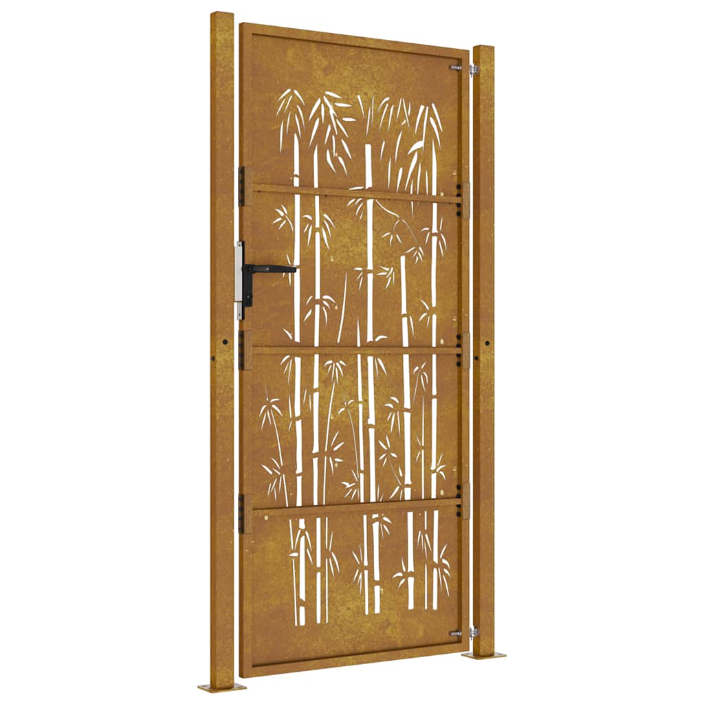 Zahradní branka 105 x 205 cm cortenová ocel Bambus