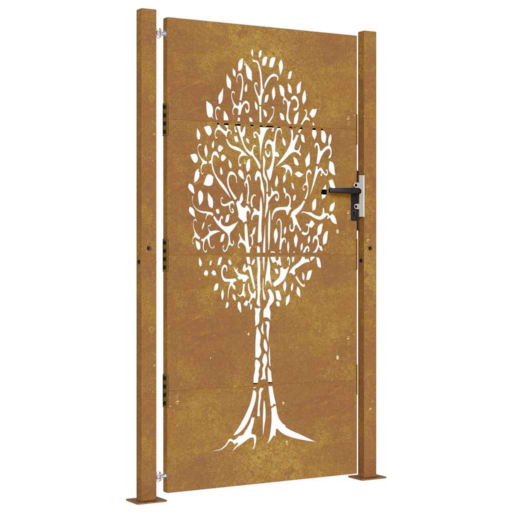 Zahradní branka 105 x 205 cm cortenová ocel design stromu
