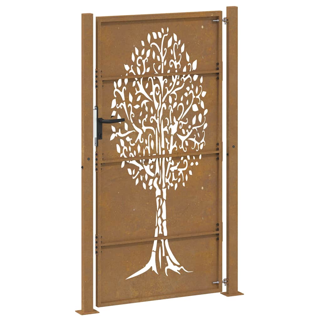 Zahradní branka 105 x 205 cm cortenová ocel design stromu