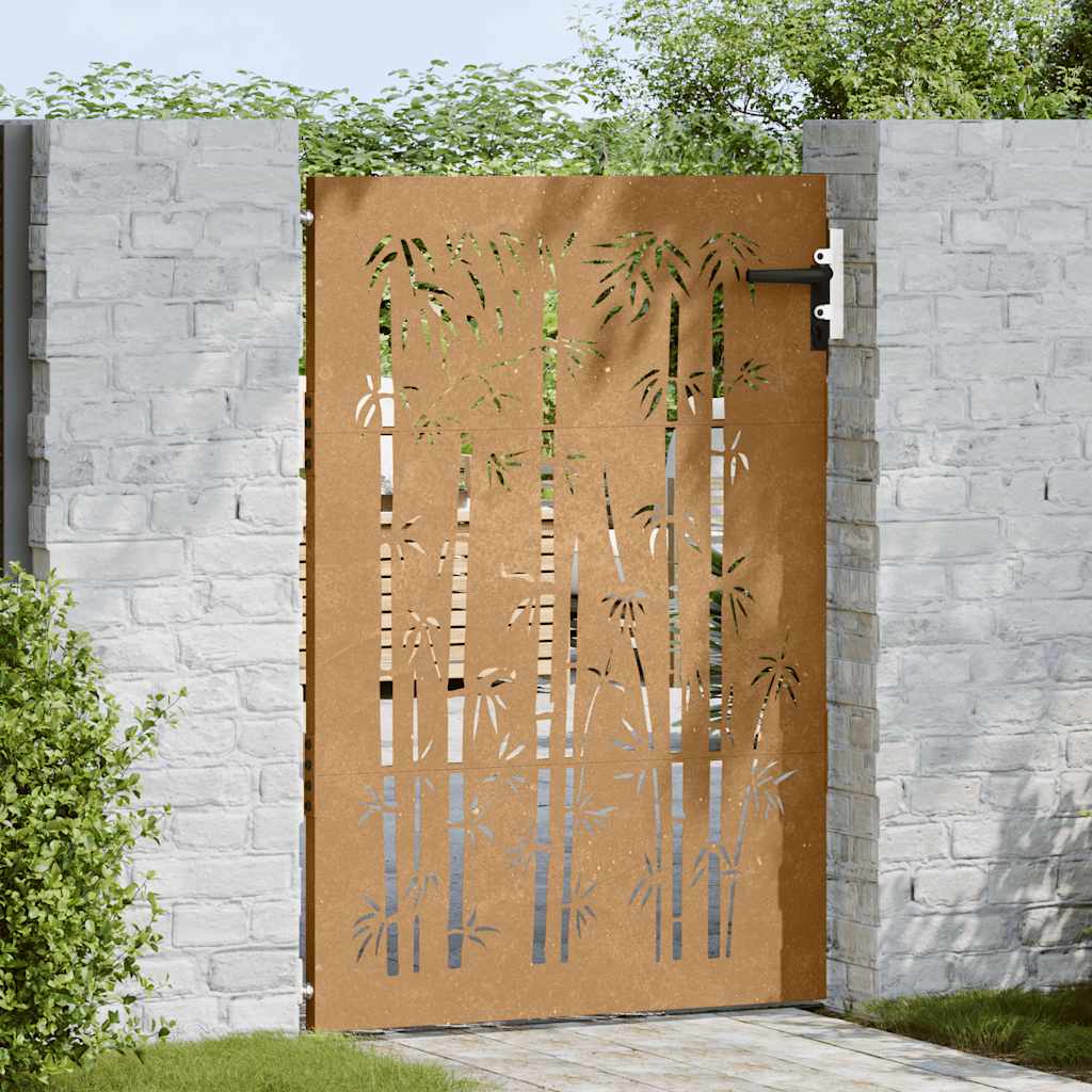 Zahradní branka 85 x 125 cm cortenová ocel Bambus