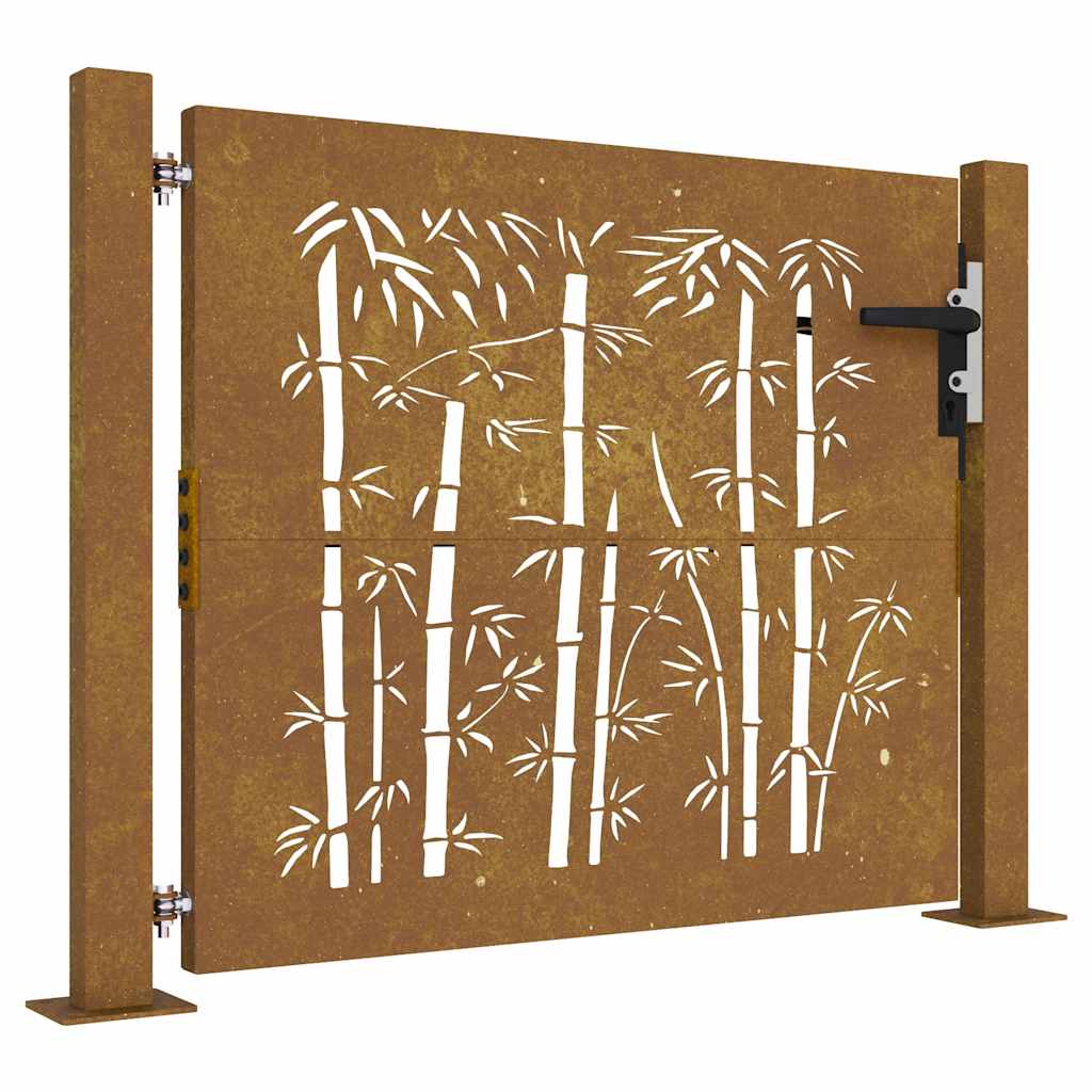 Zahradní branka 105 x 80 cm cortenová ocel Bambus