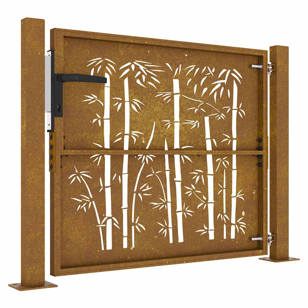 Zahradní branka 105 x 80 cm cortenová ocel Bambus