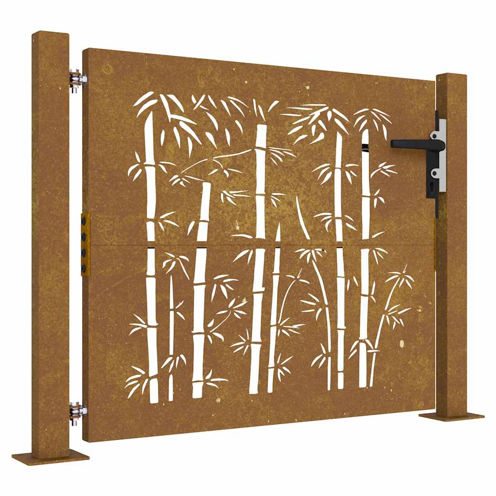 Zahradní branka 105 x 105 cm cortenová ocel Bambus