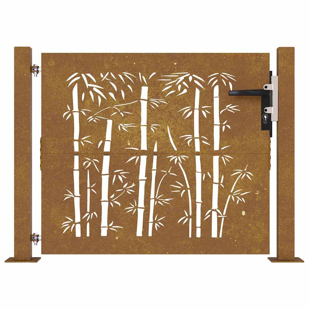 Zahradní branka 105 x 105 cm cortenová ocel Bambus