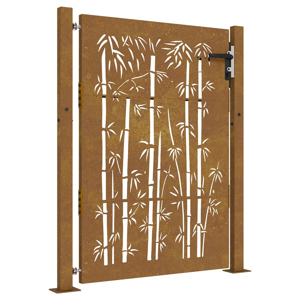 Zahradní branka 105 x 130 cm cortenová ocel Bambus