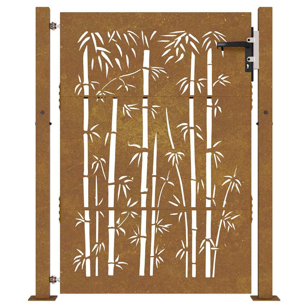 Zahradní branka 105 x 130 cm cortenová ocel Bambus