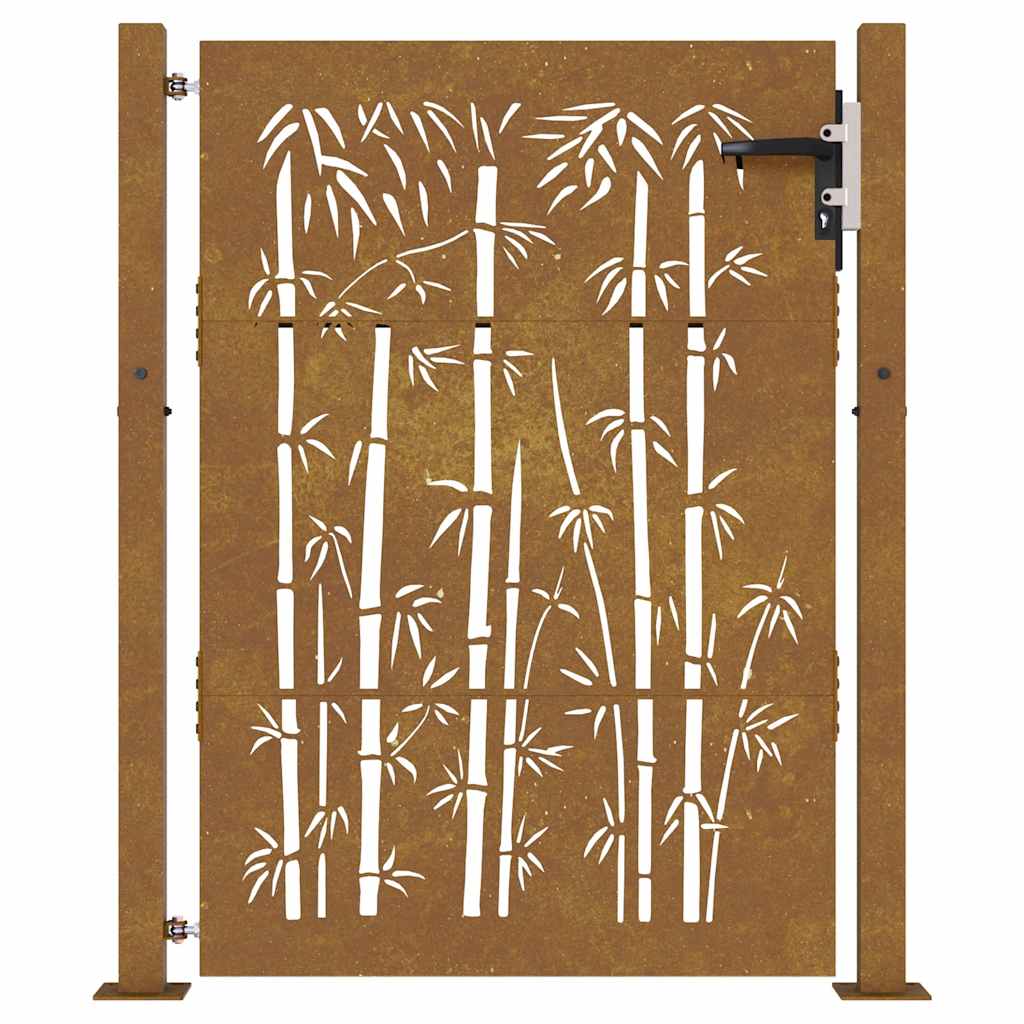 Zahradní branka 105 x 155 cm cortenová ocel Bambus
