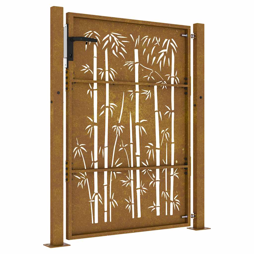 Zahradní branka 105 x 155 cm cortenová ocel Bambus