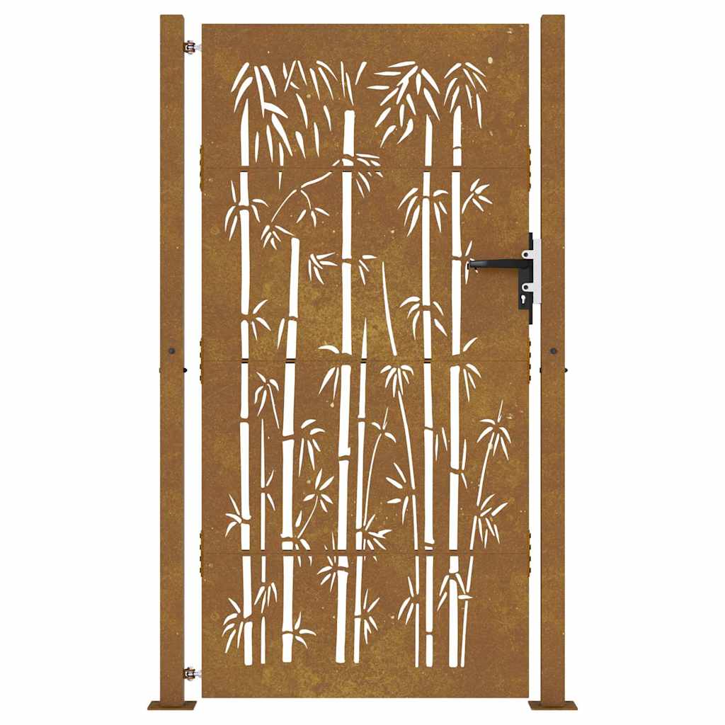 Zahradní branka 105 x 205 cm cortenová ocel Bambus