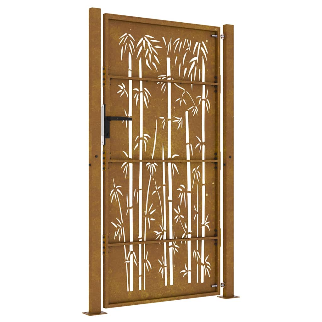 Zahradní branka 105 x 205 cm cortenová ocel Bambus