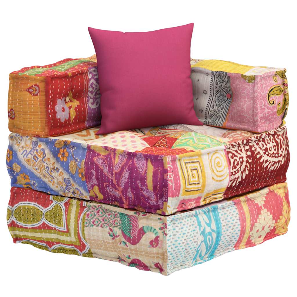 Modulární pouf s polštářem patchwork textil