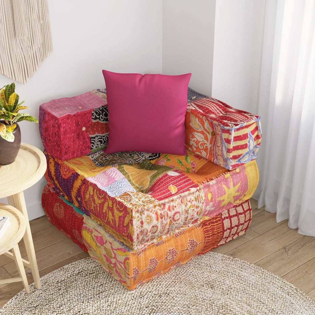 Modulární pouf s polštářem patchwork textil