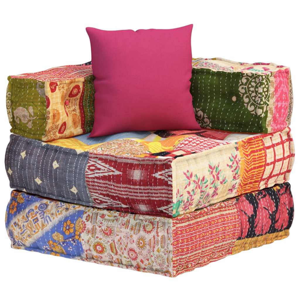Modulární pouf s polštářem patchwork textil