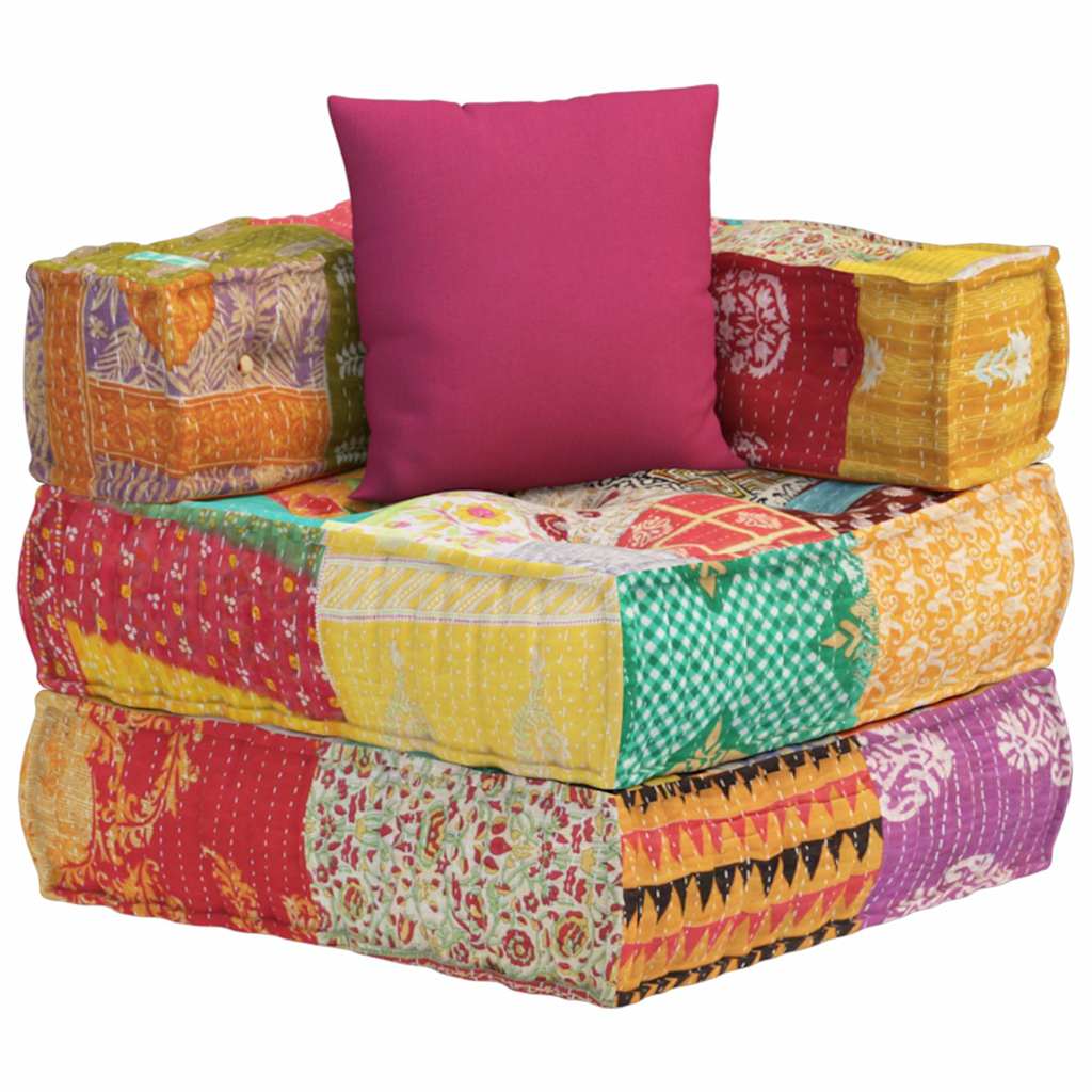 Modulární pouf s polštářem patchwork textil