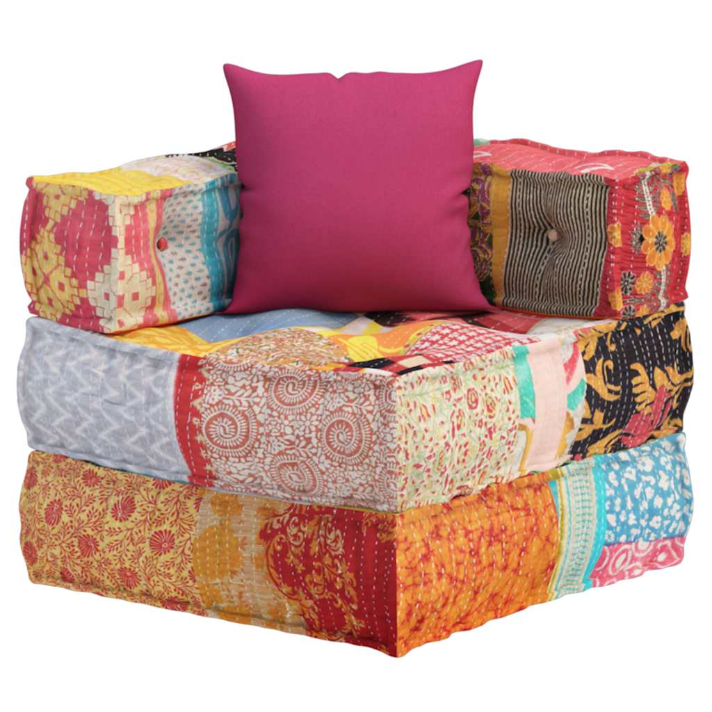 Modulární pouf s polštářem patchwork textil