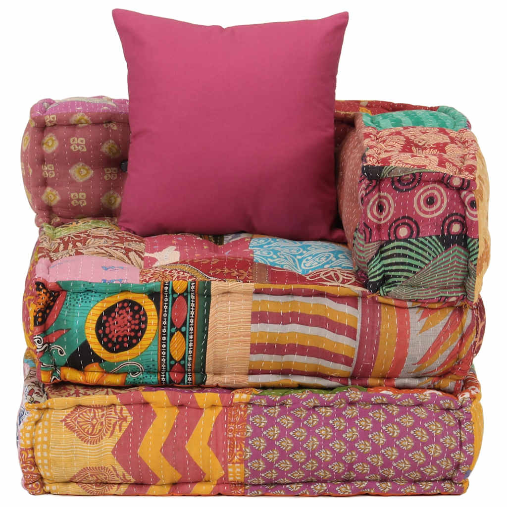 Modulární pouf s polštářem patchwork textil