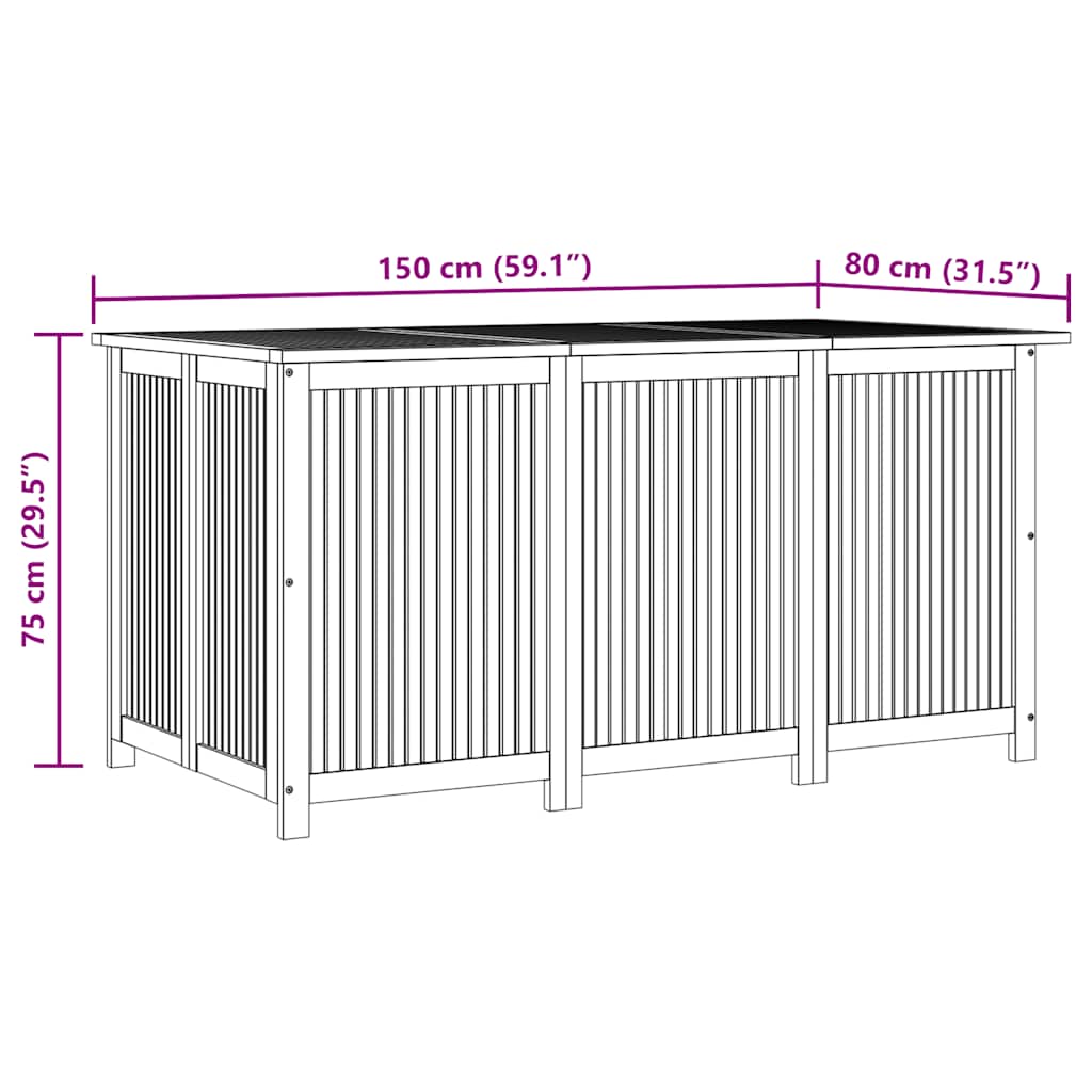 Zahradní úložný box 150 x 80 x 75 cm masivní akáciové dřevo
