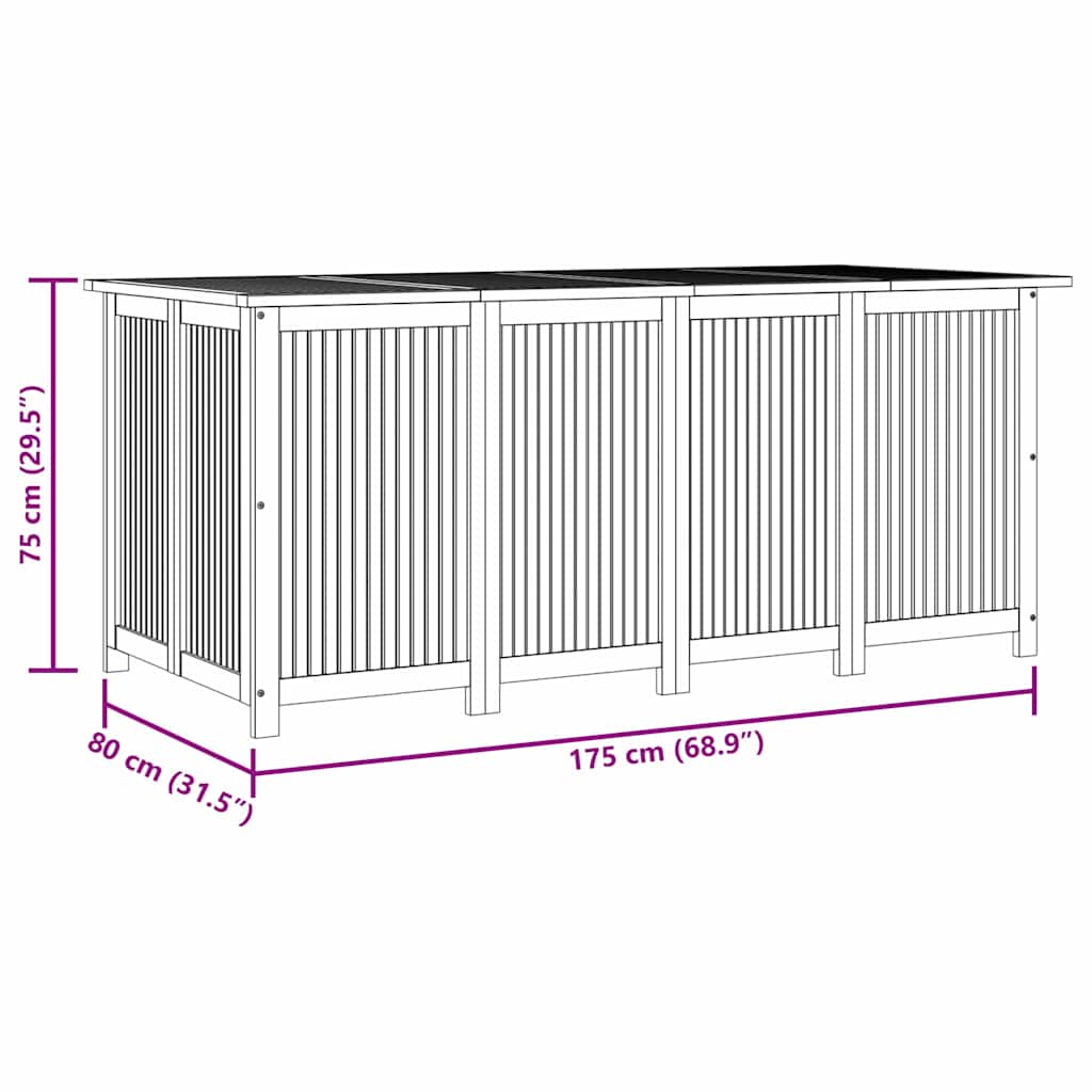 Zahradní úložný box 175 x 80 x 75 cm masivní akáciové dřevo