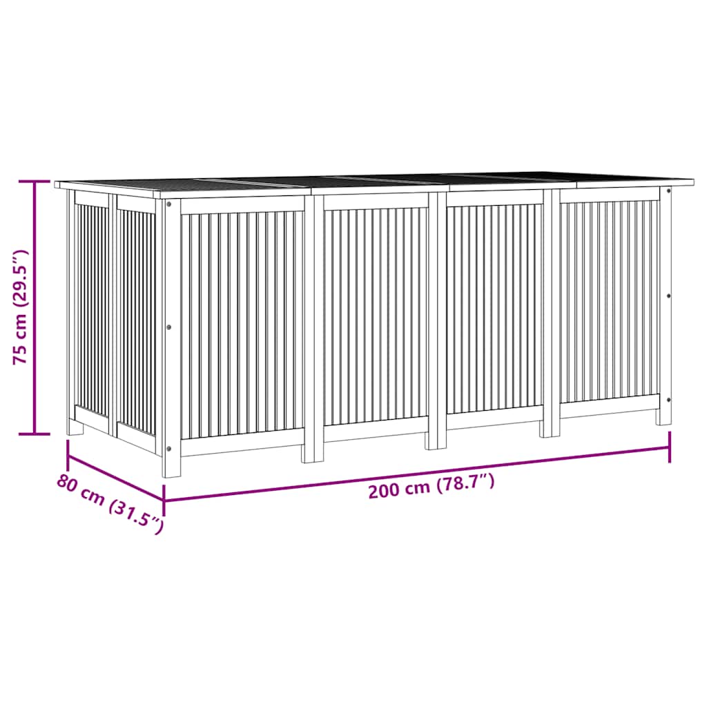 Zahradní úložný box 200 x 80 x 75 cm masivní akáciové dřevo