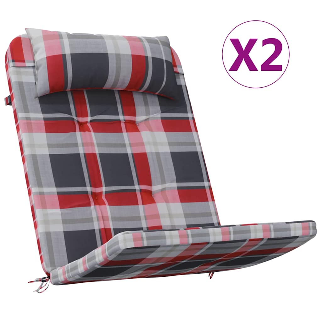Polštář na židli 2 pcs Vzor červená kostka 58 x 77 x 4.5 cm