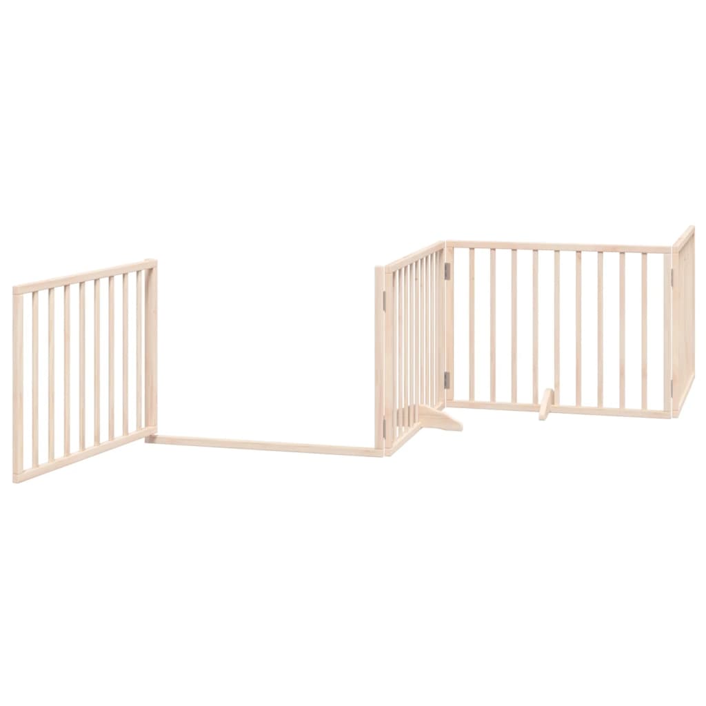 Psí branka s dvířky, skládací, 4 panely, 320 cm, topolové dřevo