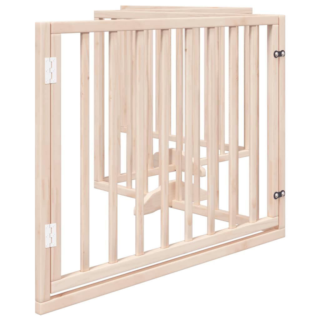 Psí branka s dvířky, skládací, 4 panely, 320 cm, topolové dřevo