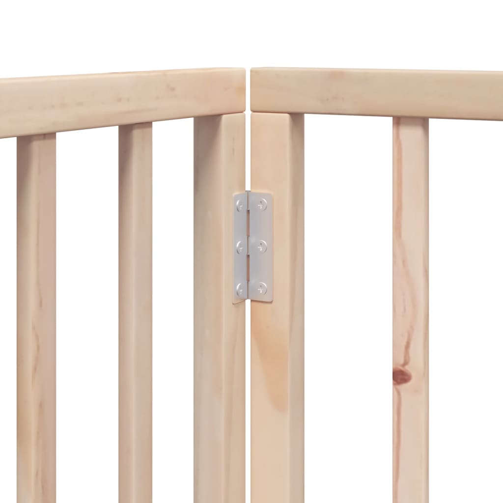 Psí branka s dvířky, skládací, 4 panely, 320 cm, topolové dřevo