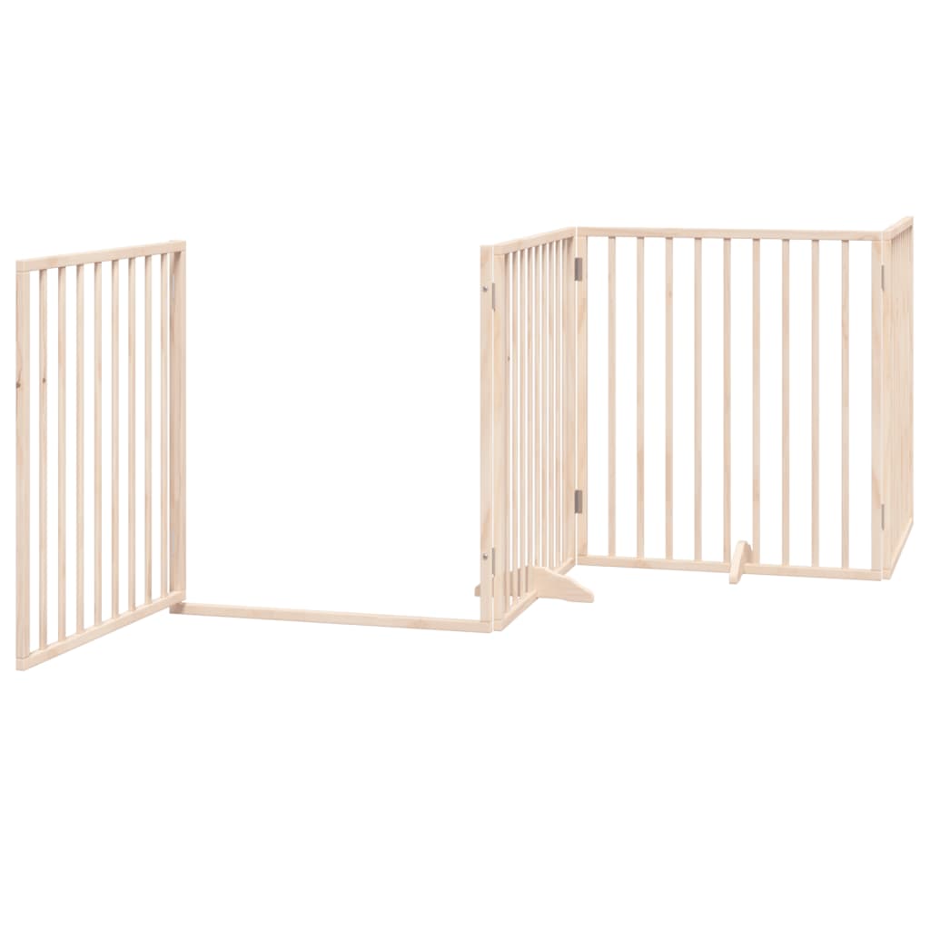 Zábrana pro psy s dvířky skládací 4 panely 320cm topolové dřevo