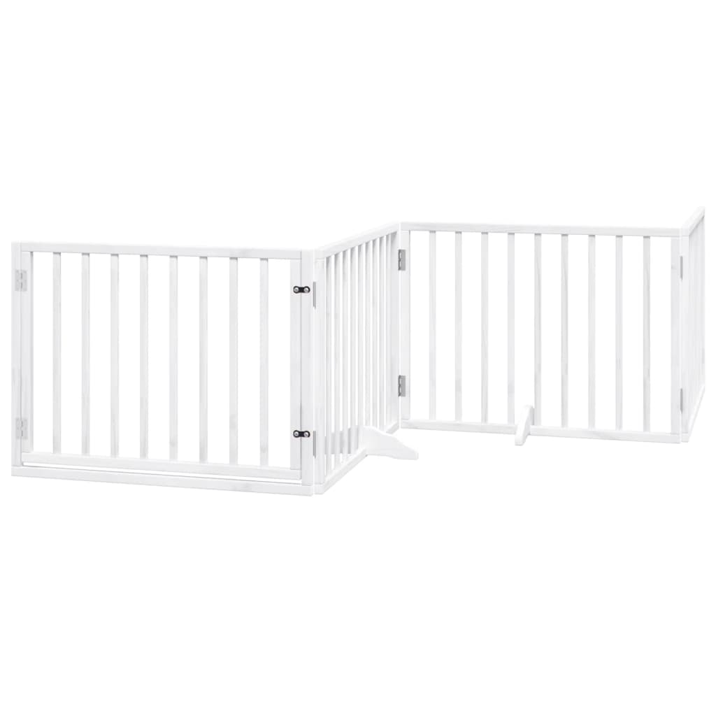Zábrana pro psy s dvířky skládací 4 panely bílá 320 cm topol