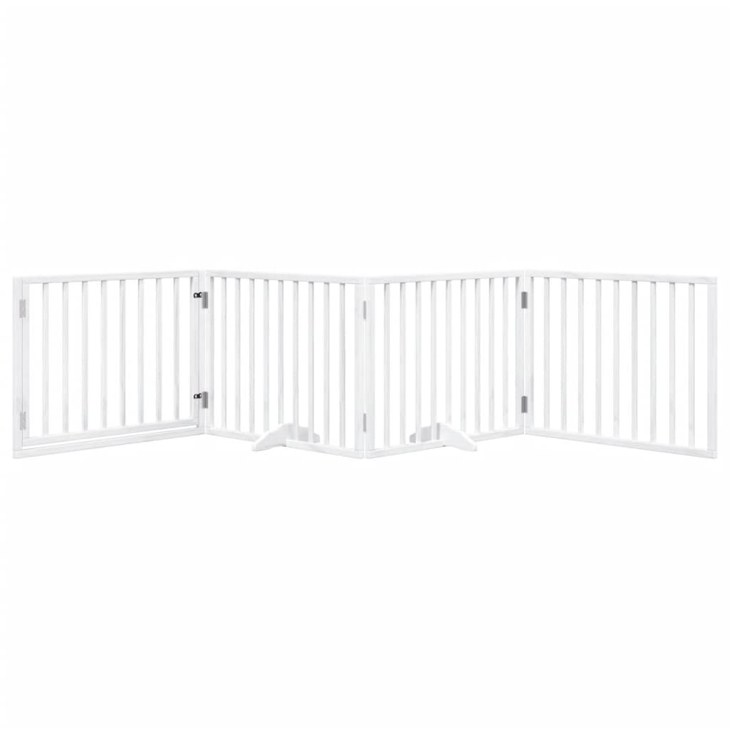 Zábrana pro psy s dvířky skládací 4 panely bílá 320 cm topol