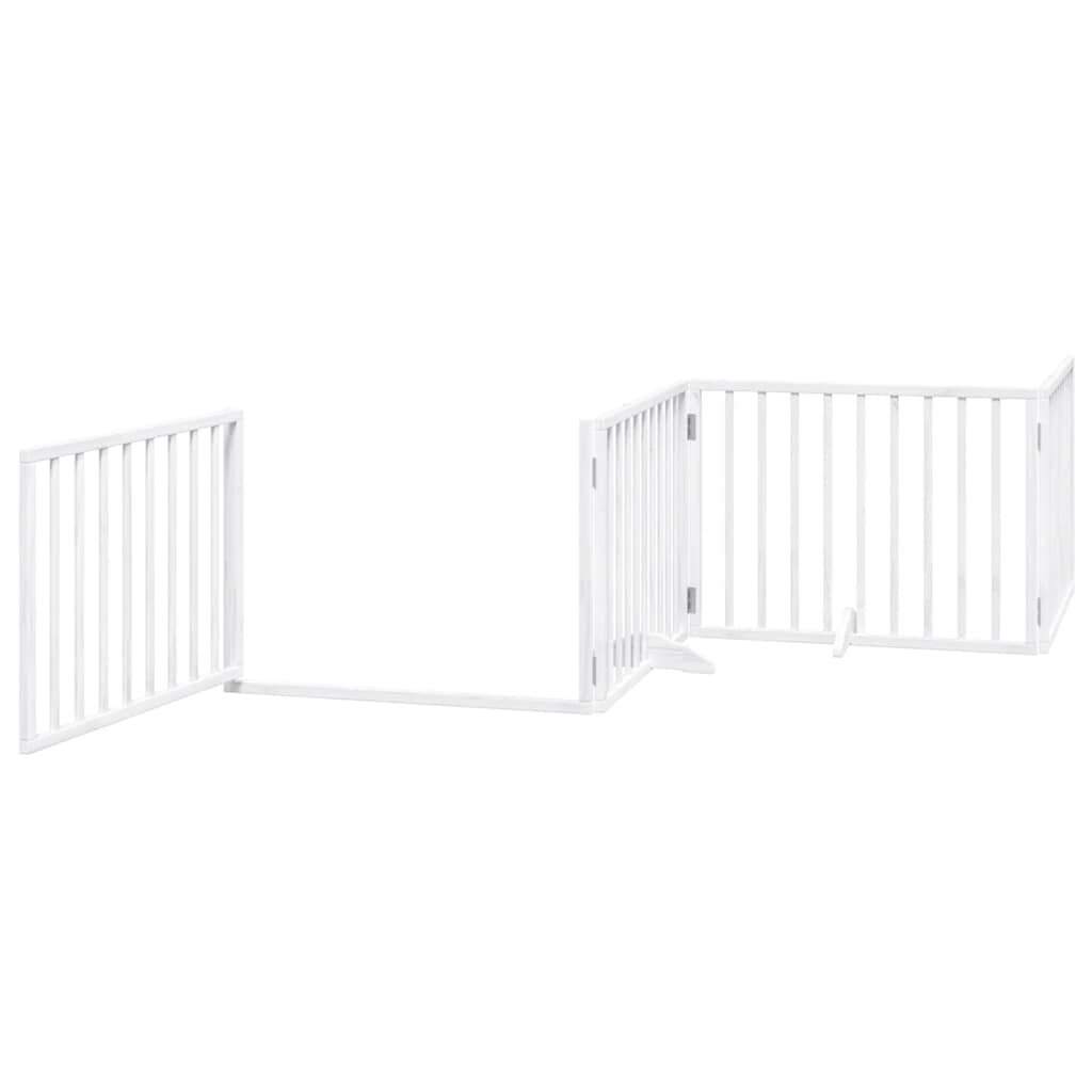 Zábrana pro psy s dvířky skládací 4 panely bílá 320 cm topol