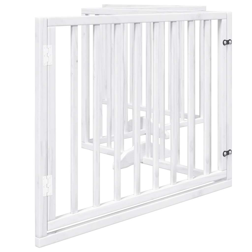 Zábrana pro psy s dvířky skládací 4 panely bílá 320 cm topol