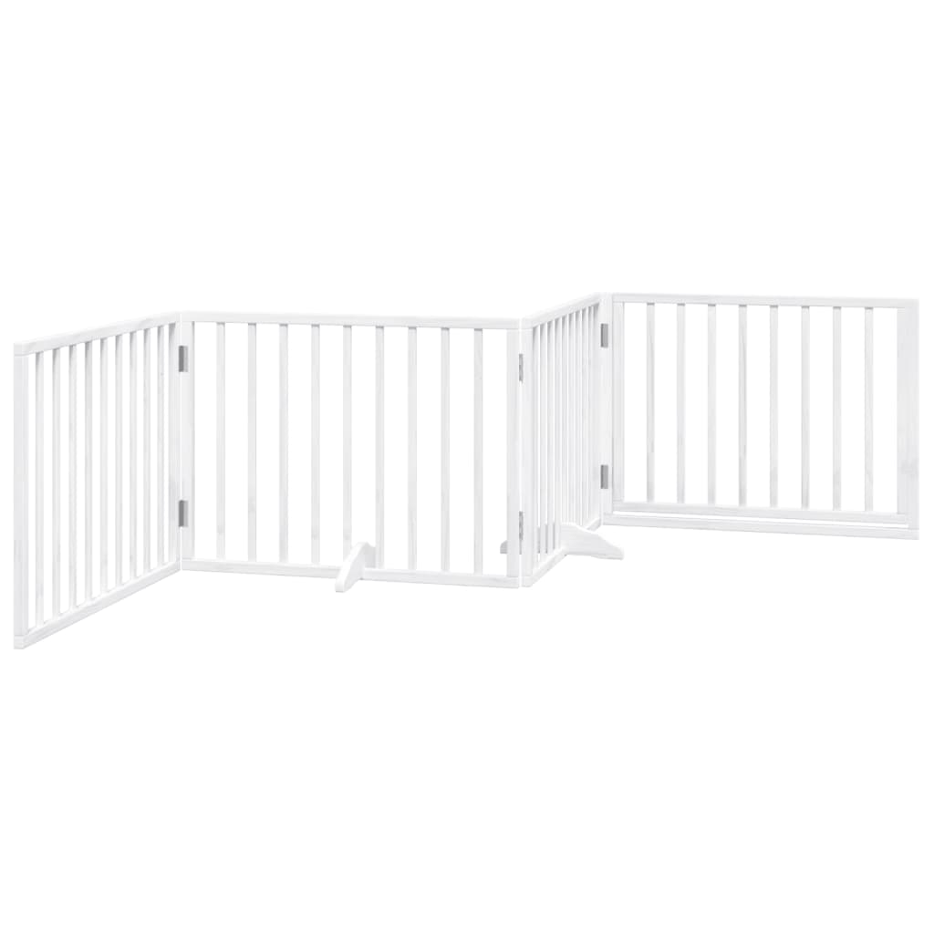 Zábrana pro psy s dvířky skládací 4 panely bílá 320 cm topol