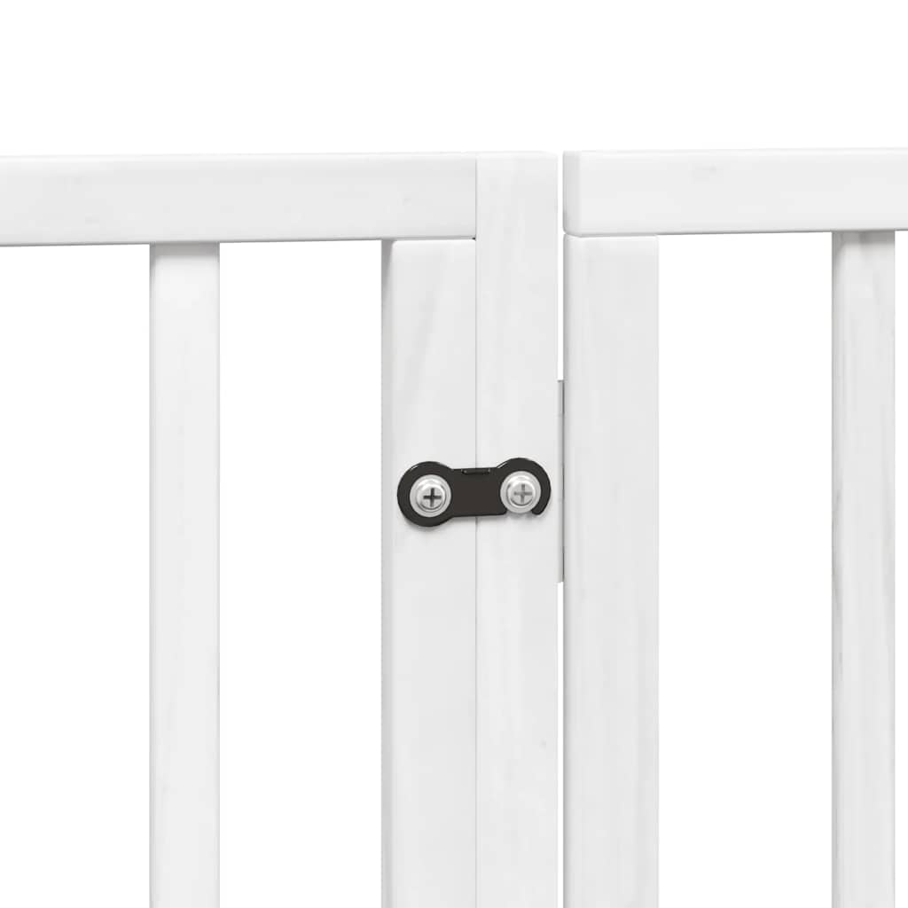 Zábrana pro psy s dvířky skládací 4 panely bílá 320 cm topol