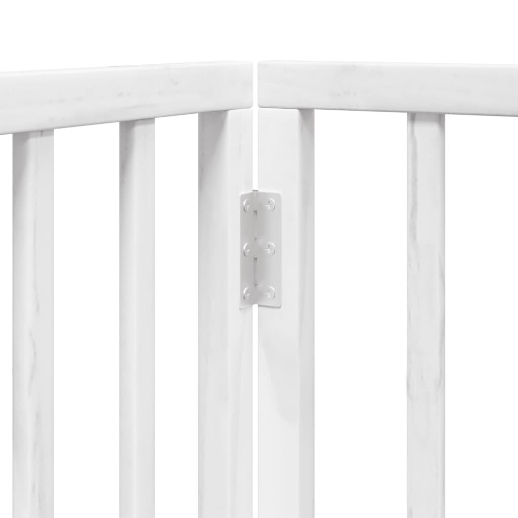 Zábrana pro psy s dvířky skládací 4 panely bílá 320 cm topol