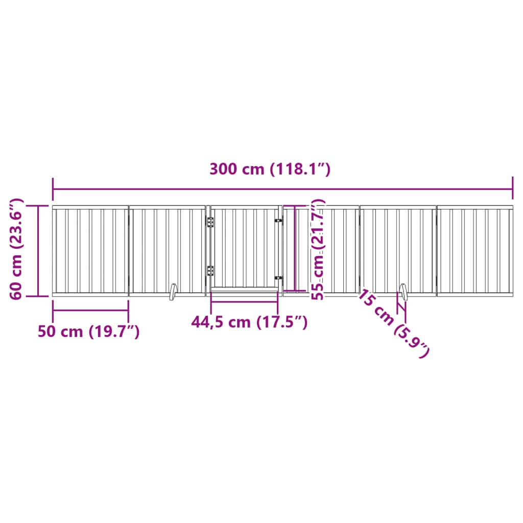 Zábrana pro psy s dvířky skládací 6 panelů černá 300 cm topol