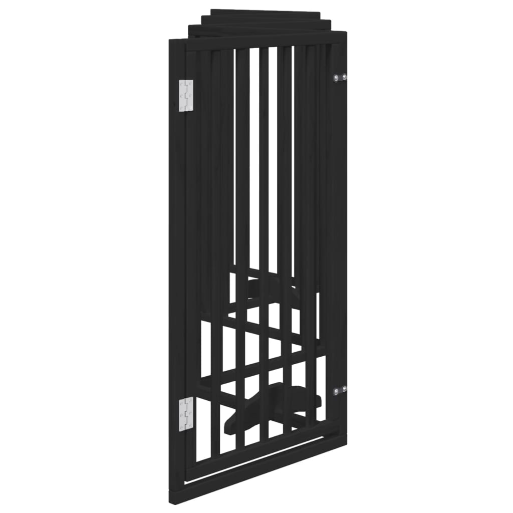 Zábrana pro psy s dvířky skládací 6 panelů černá 300 cm topol