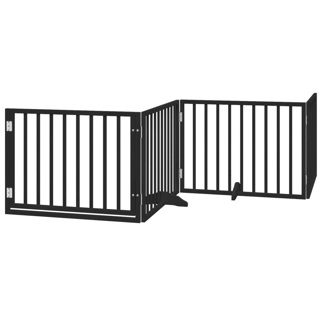 Zábrana pro psy s dvířky skládací 4 panely černá 320 cm topol