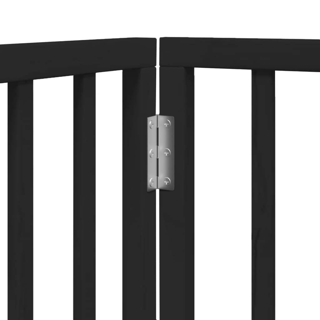 Zábrana pro psy s dvířky skládací 4 panely černá 320 cm topol