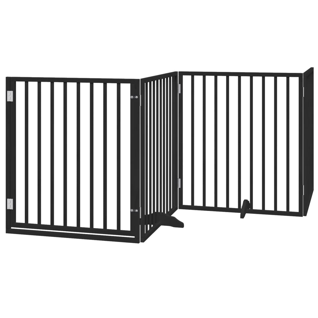 Zábrana pro psy s dvířky skládací 4 panely černá 320 cm topol