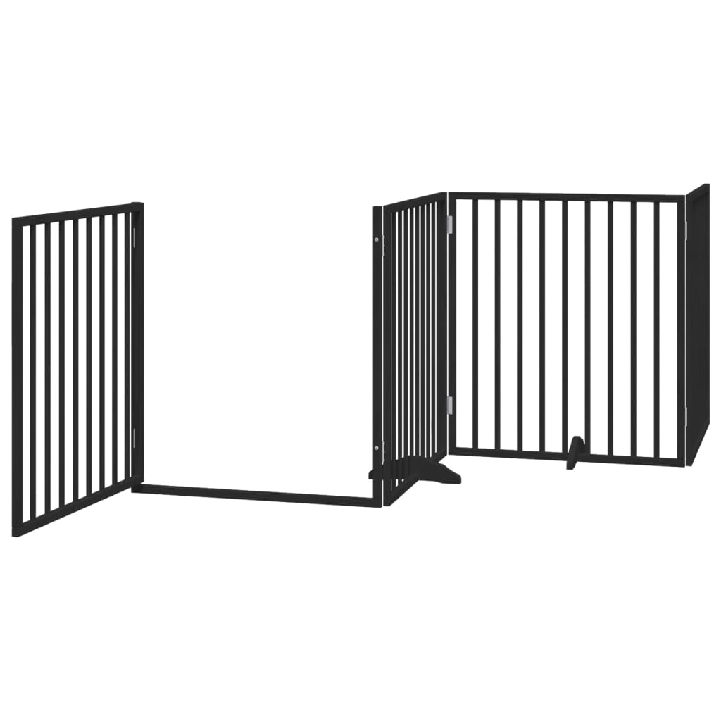 Zábrana pro psy s dvířky skládací 4 panely černá 320 cm topol