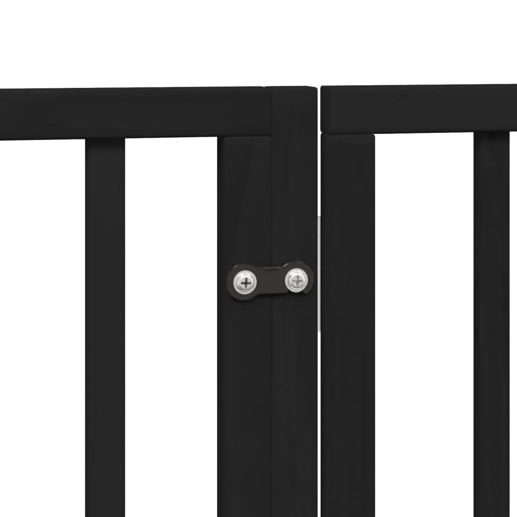 Zábrana pro psy s dvířky skládací 4 panely černá 320 cm topol