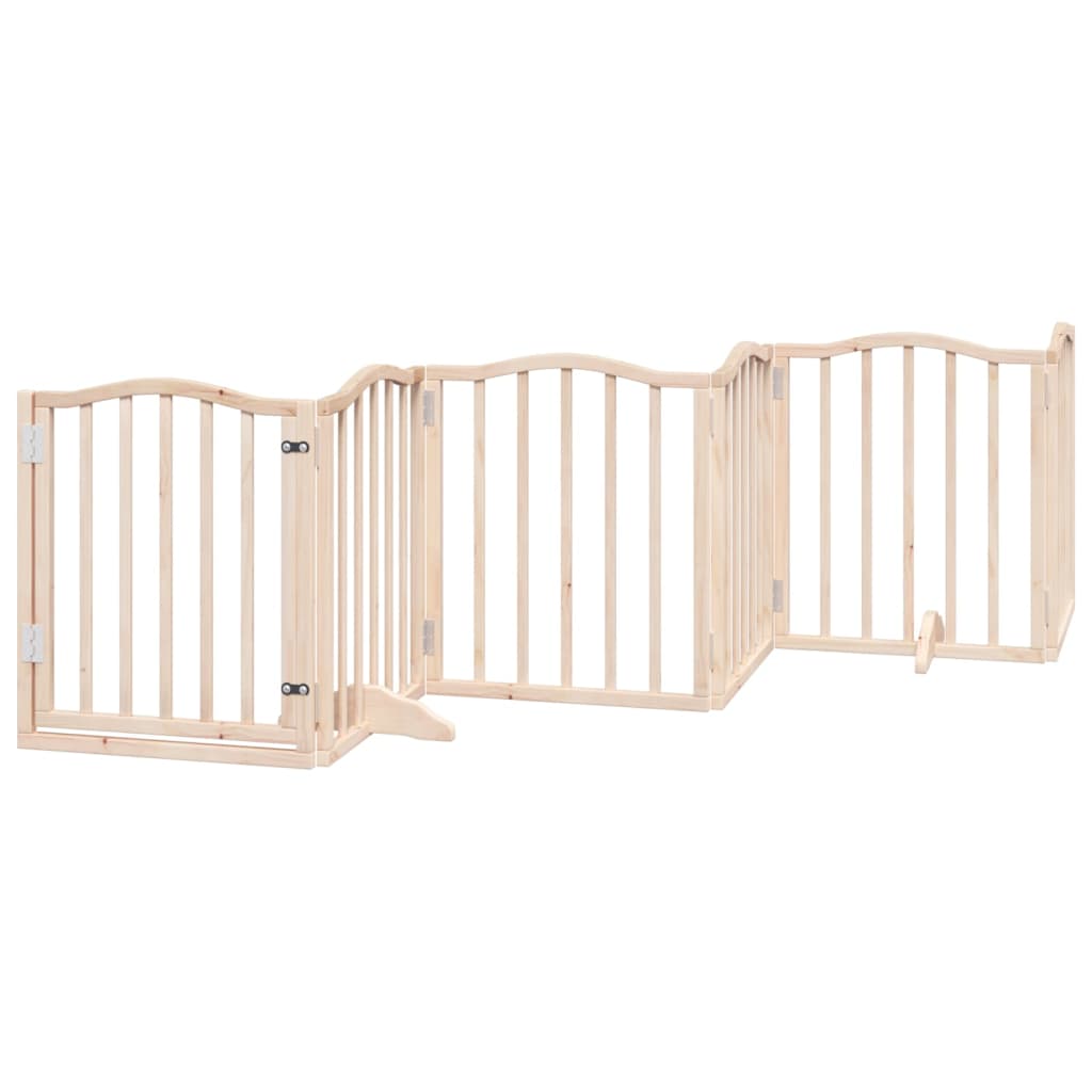 Zábrana pro psy s dvířky skládací 6 panelů 300cm topolové dřevo