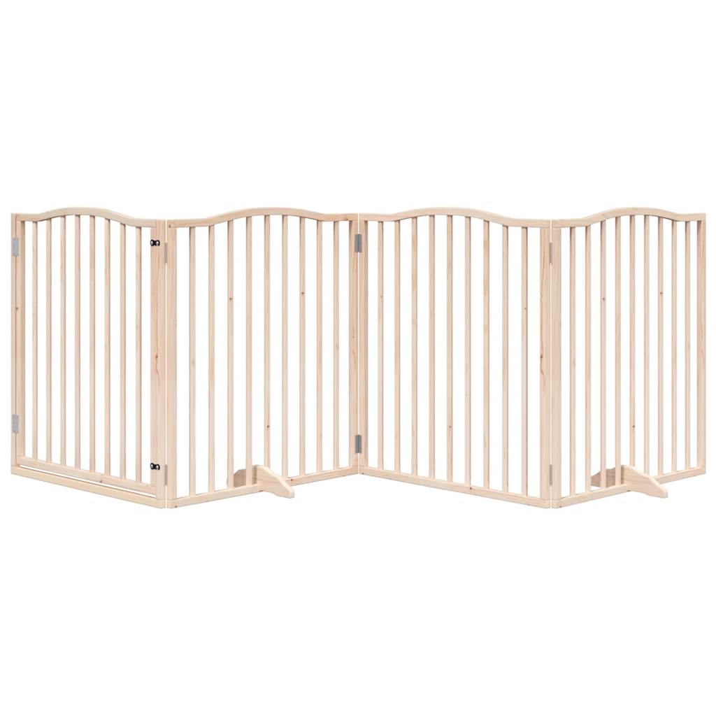 Zábrana pro psy s dvířky skládací 4 panely 320cm topolové dřevo