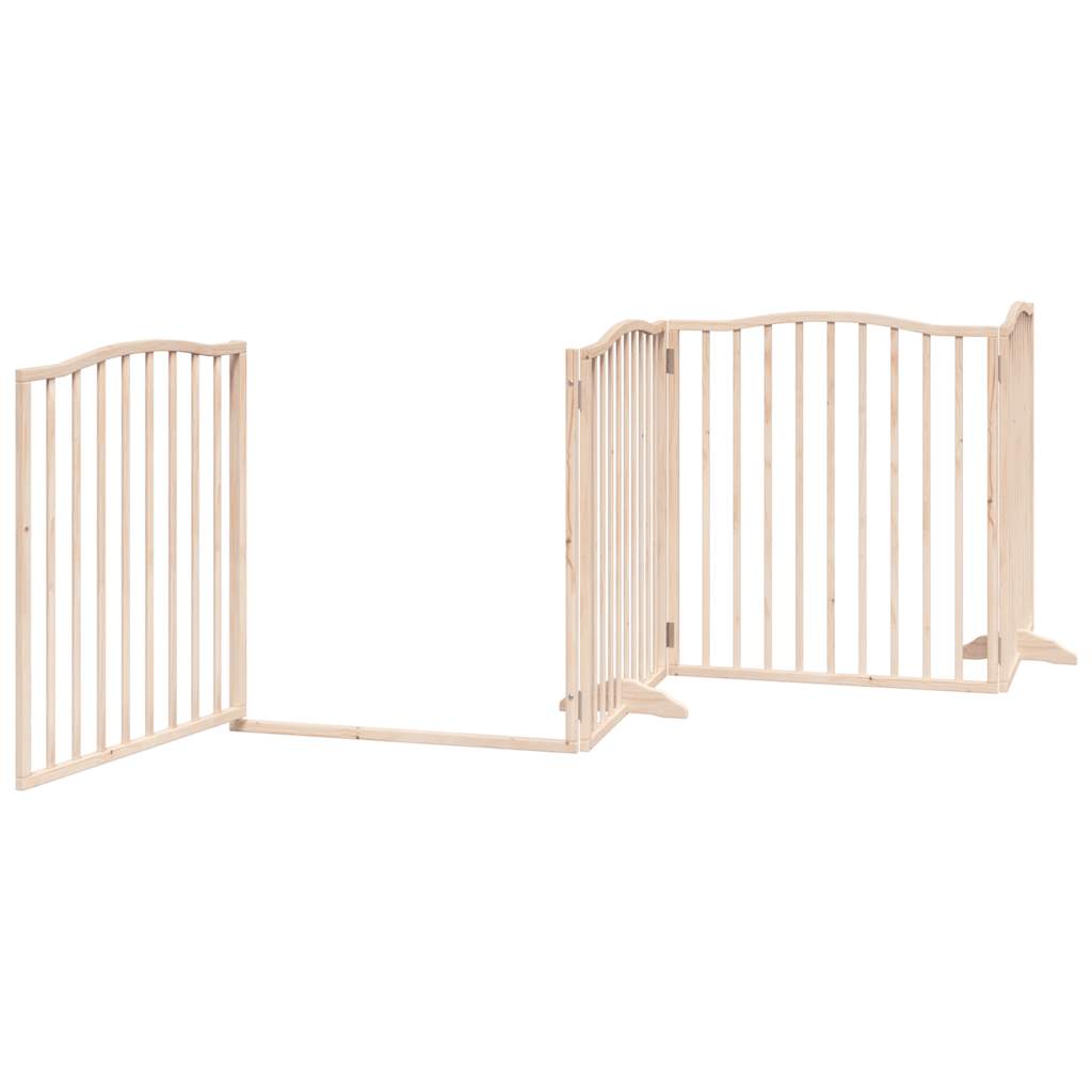 Zábrana pro psy s dvířky skládací 4 panely 320cm topolové dřevo