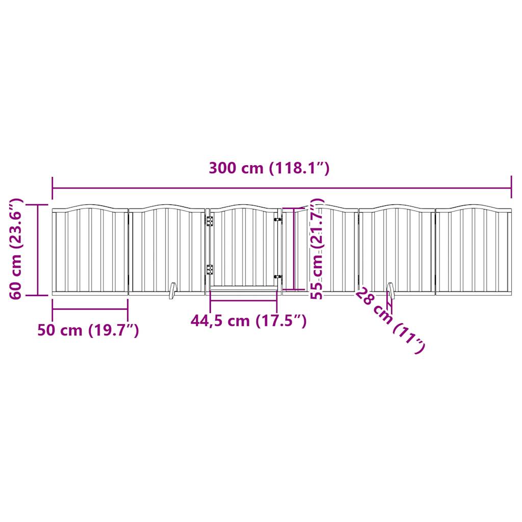 Zábrana pro psy s dvířky skládací 6 panelů bílá 300 cm topol